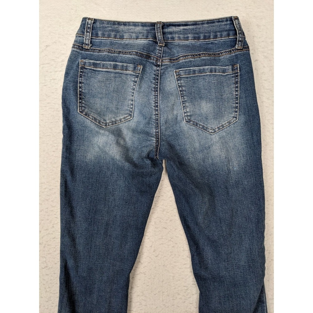 Ashley Mason Womens Size 7 Blue Skinny Jeans Floral Embroidery Distressed - Picture 16 of 16